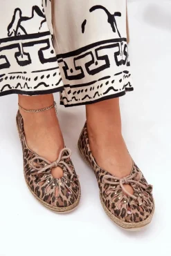 Płaskie Baleriny Z Naturalnej Skóry Panterka Zazoo 10179 Brązowe