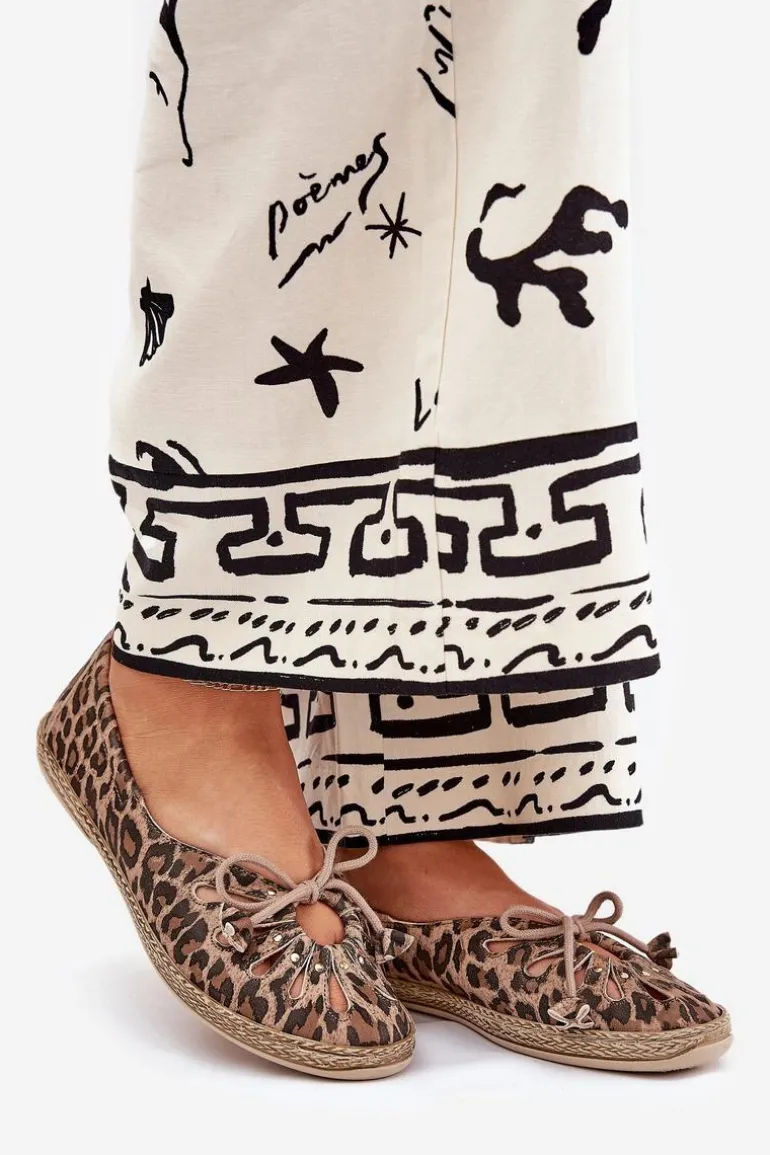 Płaskie Baleriny Z Naturalnej Skóry Panterka Zazoo 10179 Brązowe