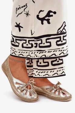 Płaskie Baleriny Z Naturalnej Skóry Zazoo 10179 Złote