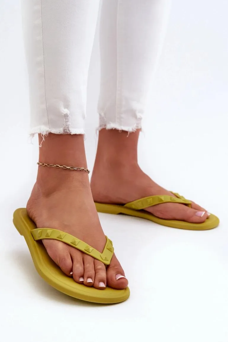 Płaskie Elastyczne Klapki Japonki Damskie ZAXY JJ285253 Limonkowe