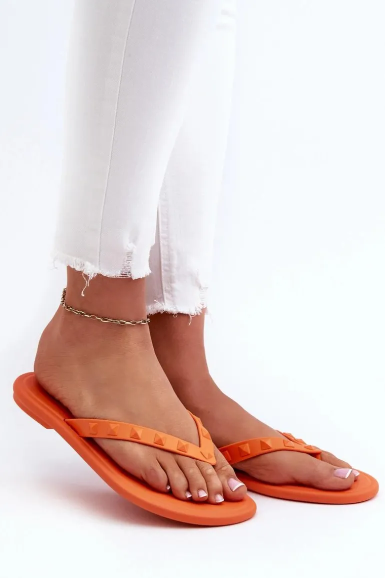 Płaskie Elastyczne Klapki Japonki Damskie ZAXY JJ285254 Pomarańczowe