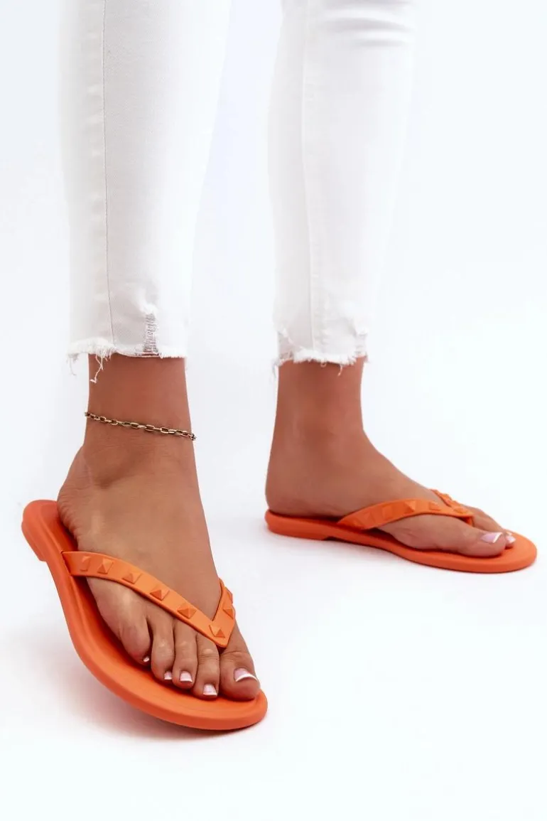 Płaskie Elastyczne Klapki Japonki Damskie ZAXY JJ285254 Pomarańczowe