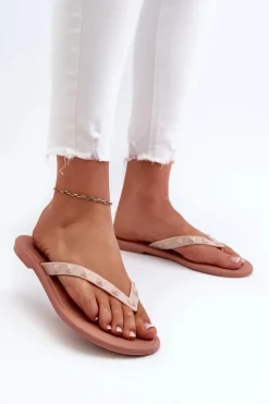 Płaskie Elastyczne Klapki Japonki Damskie ZAXY JJ285298 Różowe