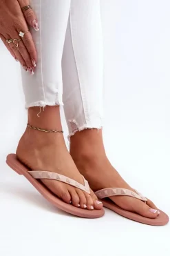 Płaskie Elastyczne Klapki Japonki Damskie ZAXY JJ285298 Różowe