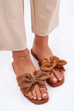Płaskie Klapki Damskie Z Kokardką Camel Tobin
