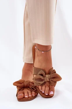 Płaskie Klapki Damskie Z Kokardką Camel Tobin