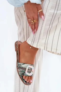 Płaskie Klapki Damskie Z Ozdobną Klamrą Multikolor Clariola