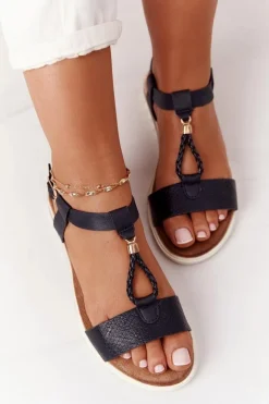 Płaskie Sandały Damskie Czarne Willow