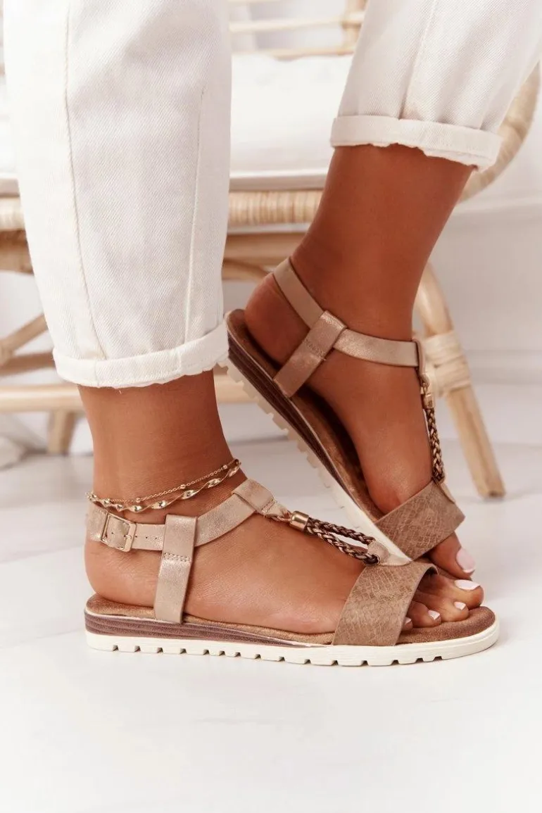 Płaskie Sandały Damskie Miedziane Willow