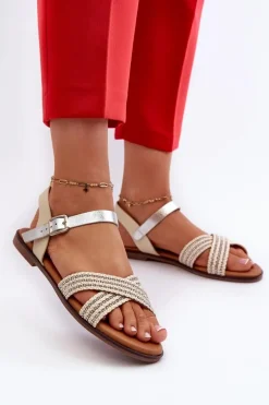 Płaskie Sandały Damskie S.Barski MY923 Beżowe