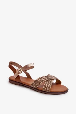 Płaskie Sandały Damskie S.Barski MY923 Brązowe