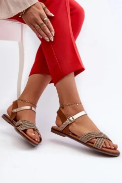 Płaskie Sandały Damskie S.Barski MY923 Brązowe