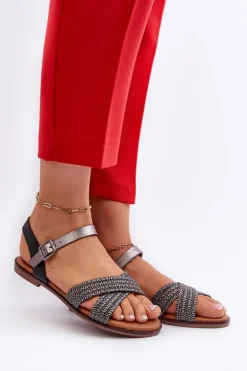 Płaskie Sandały Damskie S.Barski MY923 Czarne