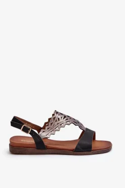 Płaskie Sandały Damskie Sergio Leone SK070H Czarne