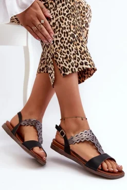 Płaskie Sandały Damskie Sergio Leone SK070H Czarne