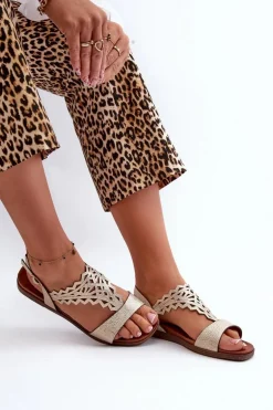 Płaskie Sandały Damskie Sergio Leone SK070H Złote