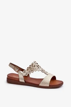 Płaskie Sandały Damskie Sergio Leone SK070H Złote