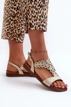 Płaskie Sandały Damskie Sergio Leone SK070H Złote