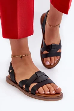 Płaskie Sandały Damskie Z Eko Skóry Vinceza 17347 Czarne