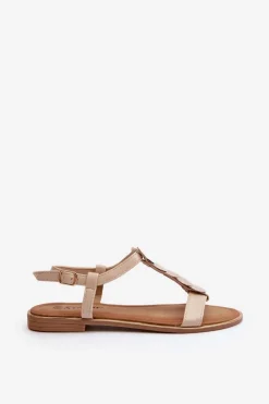 Płaskie Sandały Damskie Z Eko Skóry Beżowe Jeritellia