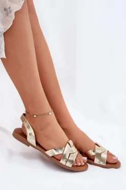 Płaskie Sandały Damskie Z Eko Skóry Złote Illoria