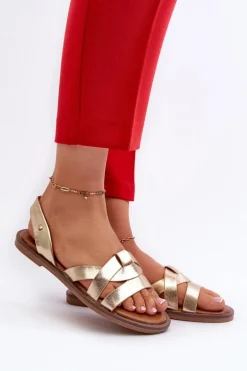 Płaskie Sandały Damskie Z Eko Skóry Vinceza 17347 Złote