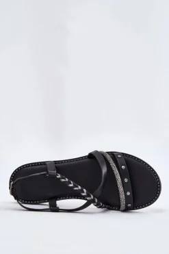 Płaskie Sandały Z Ozdobnymi Paskami Vinceza 17379 Czarne