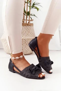 Płaskie Sandały Z Plecionką Lu Boo Czarne