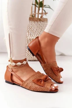 Płaskie Sandały Z Plecionką Lu Boo Camel