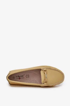 Płaskie Skórzane Mokasyny Z Ozdobą S.Barski LR51-547 Żółte