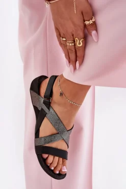 Płaskie Skórzane Sandały Damskie Zazoo 40032 Czarne