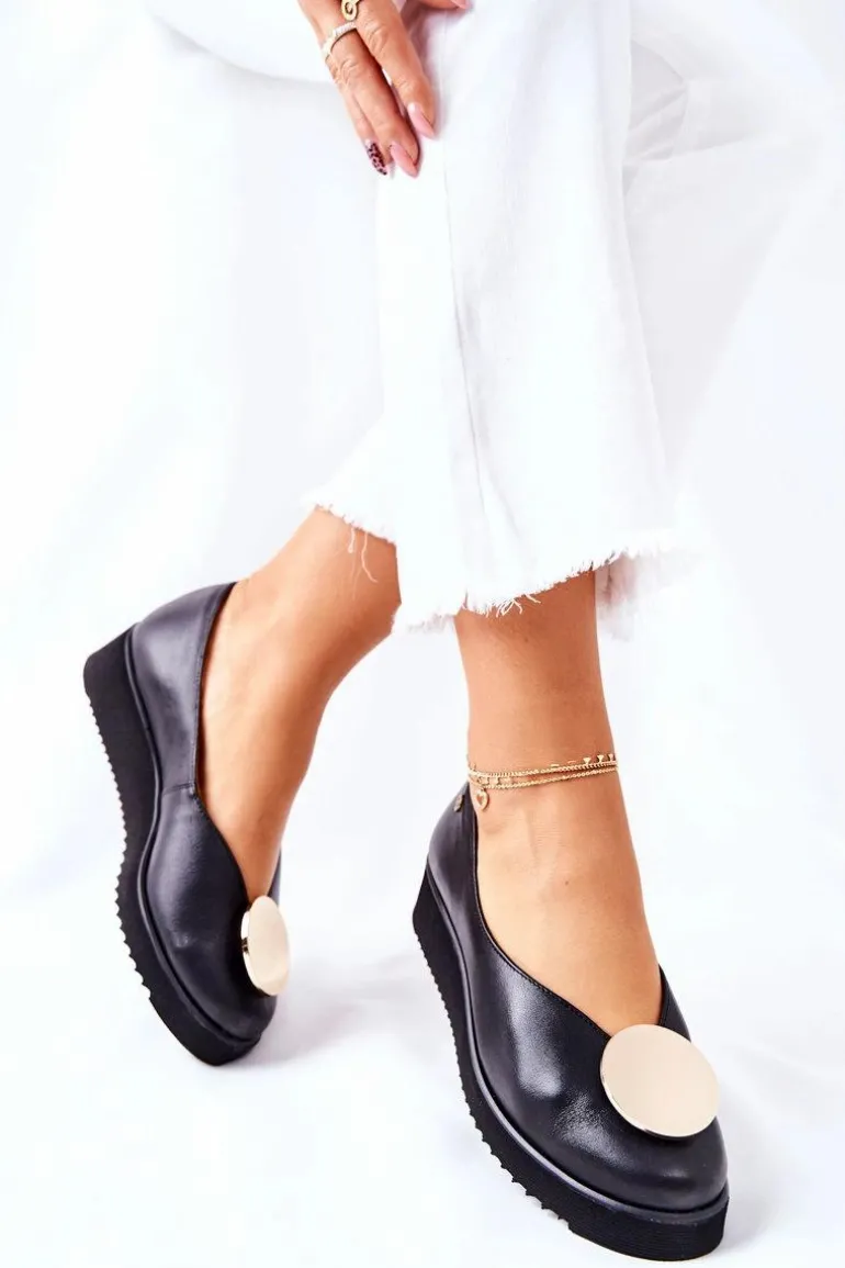 Półbuty Baleriny Na Platformie Maciejka Czarne 5315B-01