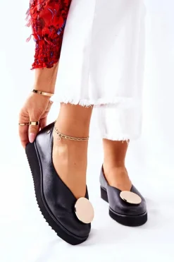 Półbuty Baleriny Na Platformie Maciejka Czarne 5315B-01