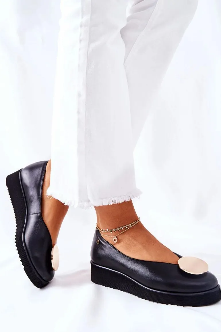 Półbuty Baleriny Na Platformie Maciejka Czarne 5315B-01
