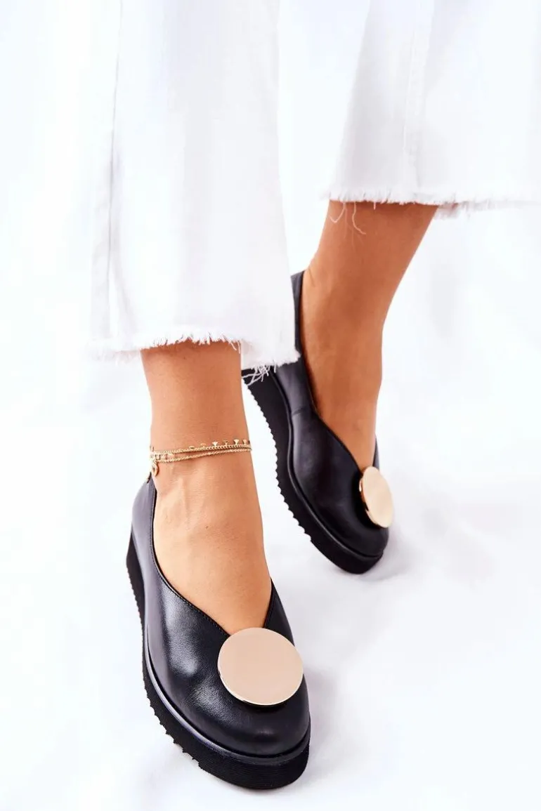 Półbuty Baleriny Na Platformie Maciejka Czarne 5315B-01