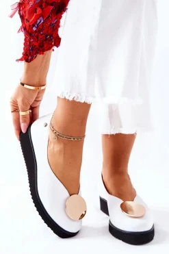 Półbuty Baleriny Na Platformie Maciejka Białe 5315B-11