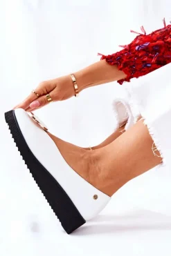 Półbuty Baleriny Na Platformie Maciejka Białe 5315B-11