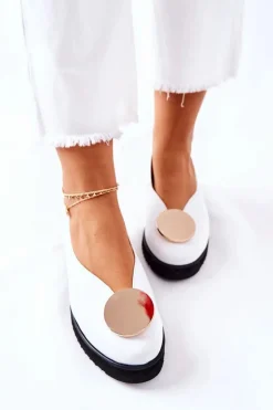 Półbuty Baleriny Na Platformie Maciejka Białe 5315B-11