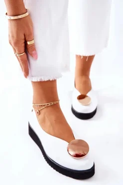 Półbuty Baleriny Na Platformie Maciejka Białe 5315B-11