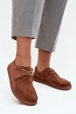 Półbuty Damskie Typu Barefoot Z Naturalnego Zamszu Zazoo 327 Brązowe