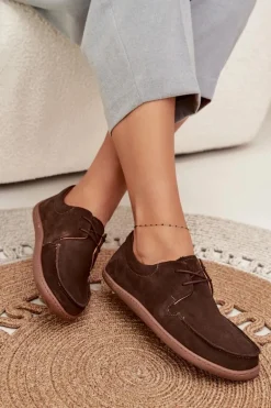 Półbuty Damskie Typu Barefoot Z Naturalnego Zamszu Zazoo 327 Czekoladowe