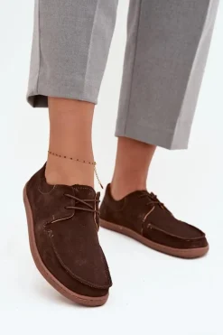 Półbuty Damskie Typu Barefoot Z Naturalnego Zamszu Zazoo 327 Czekoladowe