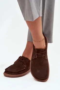 Półbuty Damskie Typu Barefoot Z Naturalnego Zamszu Zazoo 327 Czekoladowe