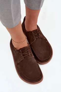 Półbuty Damskie Typu Barefoot Z Naturalnego Zamszu Zazoo 327 Czekoladowe