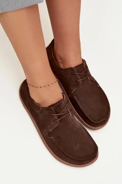 Półbuty Damskie Typu Barefoot Z Naturalnego Zamszu Zazoo 327 Czekoladowe