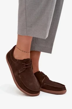 Półbuty Damskie Typu Barefoot Z Naturalnego Zamszu Zazoo 327 Czekoladowe