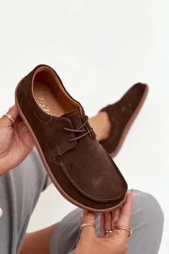 Półbuty Damskie Typu Barefoot Z Naturalnego Zamszu Zazoo 327 Czekoladowe