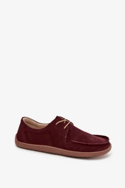 Półbuty Damskie Typu Barefoot Z Naturalnego Zamszu Zazoo 327 Bordowe