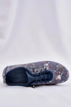 Półbuty Damskie Ze Skóry Naturalnej Wzorzyste Artiker 56C2691 Niebieskie