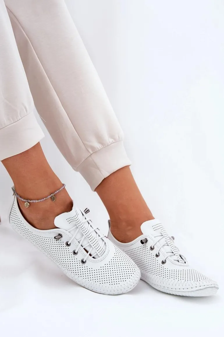 Półbuty Damskie Ze Skóry Naturalnej Artiker 54C0831 Białe